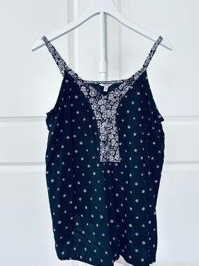 Women’s Sonoma Spaghetti Strap Black & White Floral Top Size XL